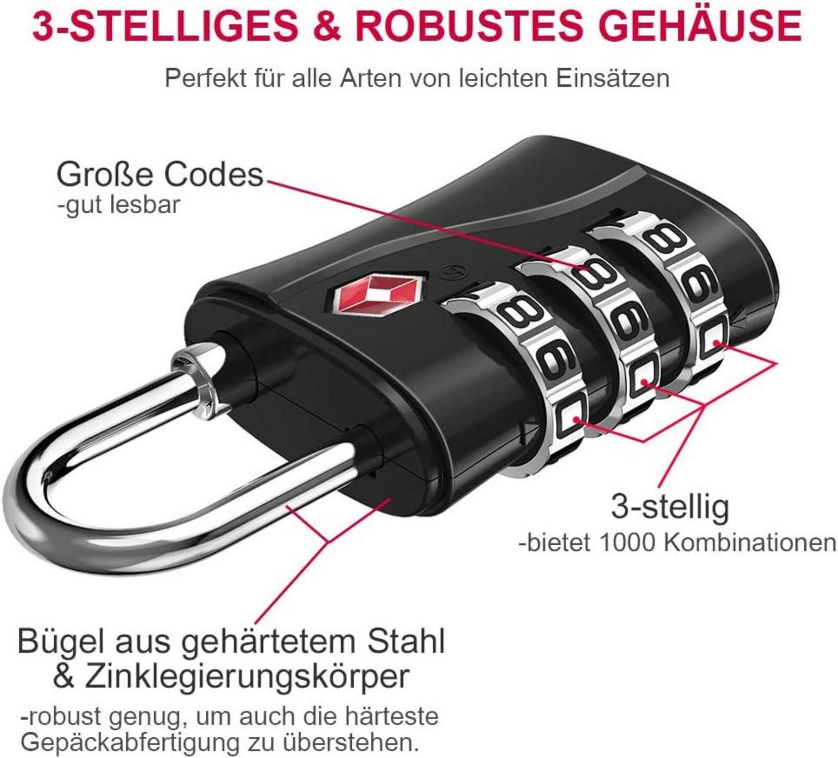 3-stelliges TSA Zahlenschloss für Reisekoffer Mädchen Roségold