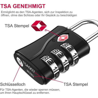ZHEGE TSA Kofferschlösser 3-Stellige Zahlenschlösser für