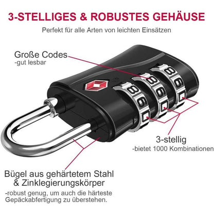 ZHEGE TSA Kofferschlösser 3-Stellige Zahlenschlösser für