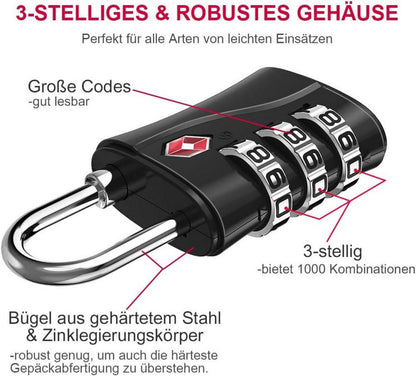 TSA Kofferschlösser Vorhängeschlösser 3 Stellige Zahlen Roségold