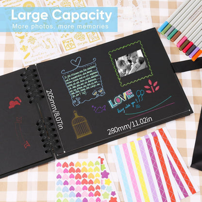Fotoalbum zum selbstgestalten 80 schwarze Seiten Scrapbook