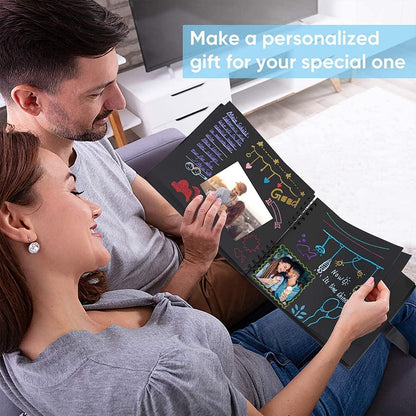 Fotoalbum zum selbstgestalten 80 schwarze Seiten Scrapbook