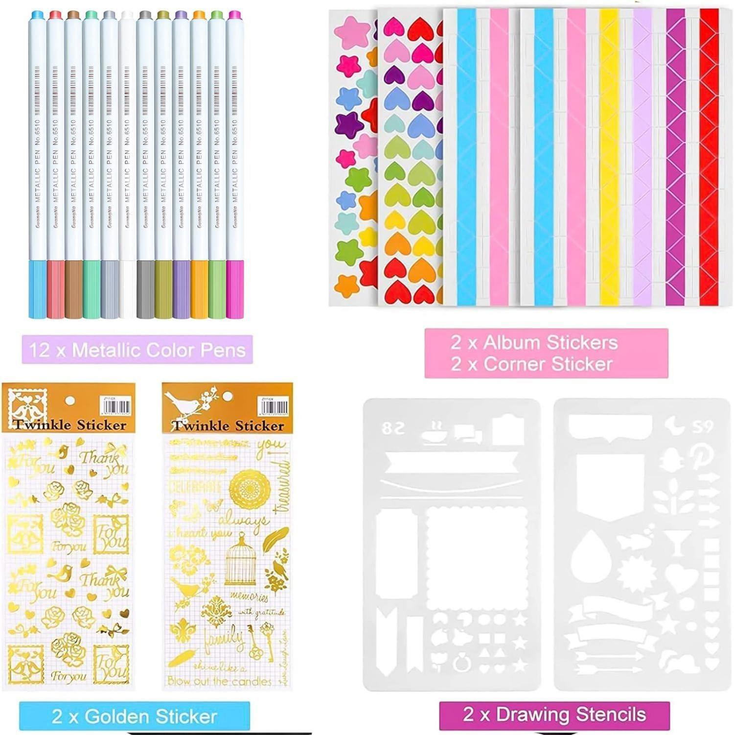DIY Fotoalbum Schwarz, Scrapbook Selbstgestalten, 80 Seiten, Groß & Ideal für