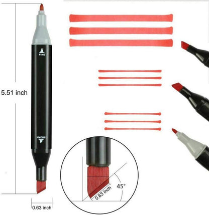 Farbige Twin Tip Textmarker Stifte Set Manga Kunstler Sketch Pens Tasche