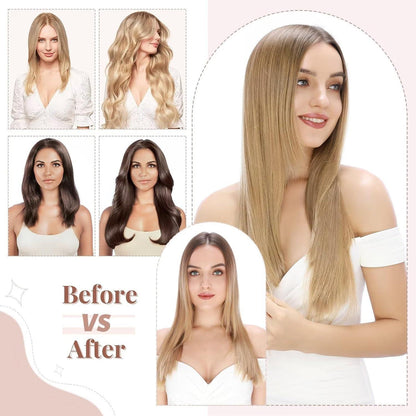 Dunkelbraune Clip-in Haarverlängerung – 66cm, 140g, 8 Tressen