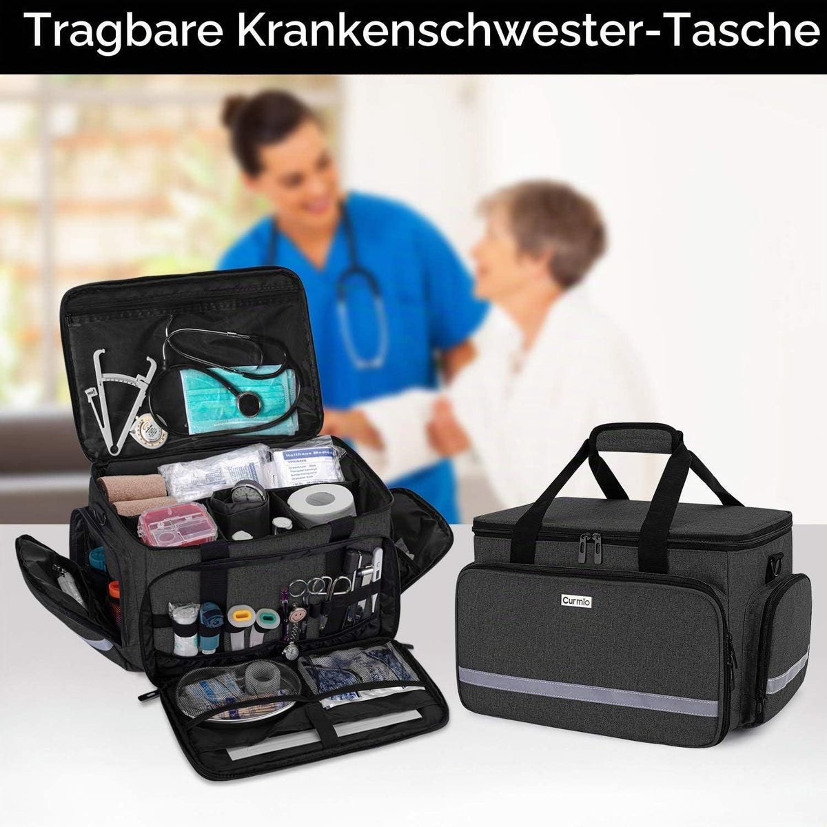 Tragbare Medizintasche für Erste Hilfe – Schwarz