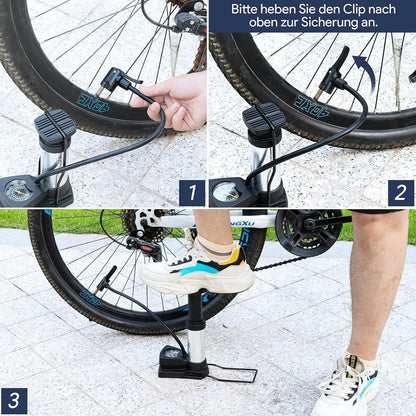 Fahrradpumpe mit Manometer Mini tragbar 11bar 160PSI