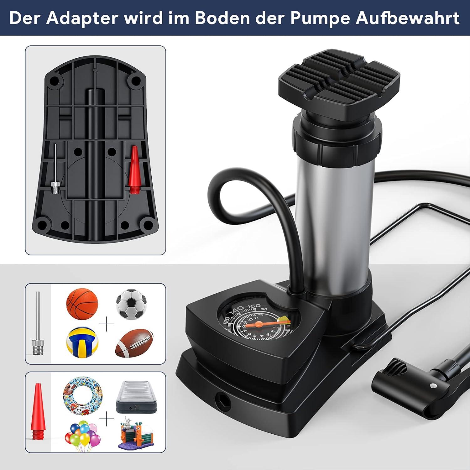Fahrradpumpe mit Manometer Mini tragbar 11bar 160PSI