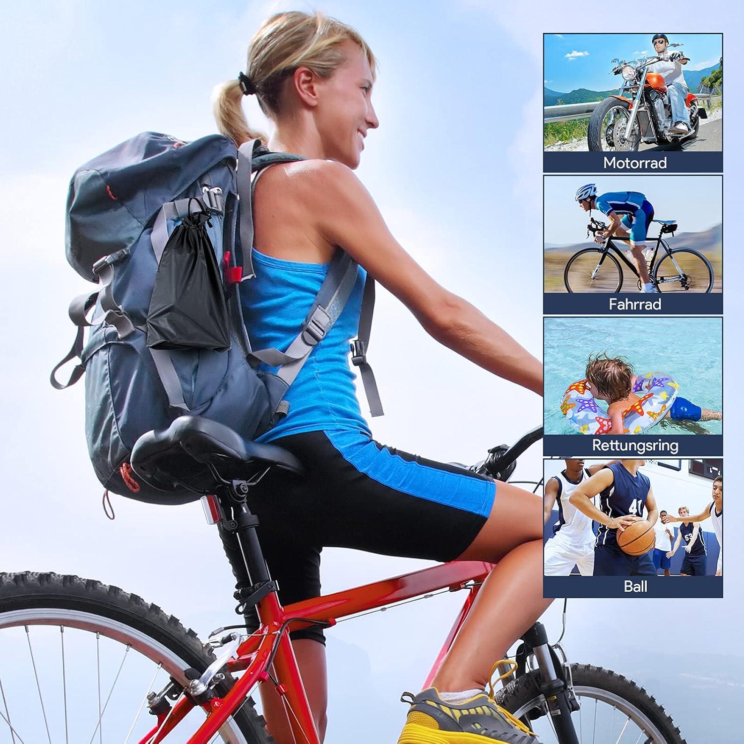Lifelf Mini Fahrradpumpe mit Manometer 11bar/160PSI Dualkopf für alle Ventile - Silber