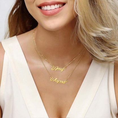 U7 Damen Namenskette Edelstahl vergoldet personalisierte