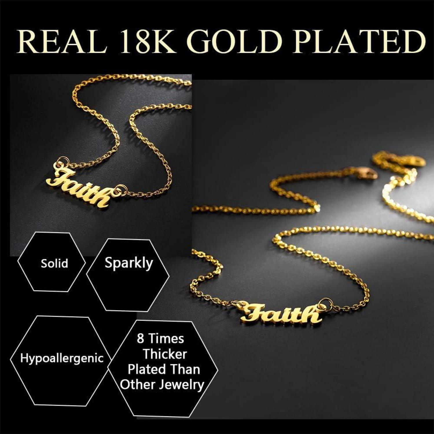 Namenskette Edelstahl vergoldet Anhänger Halskette 45cm+5cm