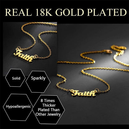 Namenskette Edelstahl vergoldet Anhänger Halskette 45cm+5cm