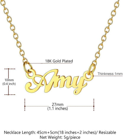 Damen Namenskette Edelstahl vergoldet Anhänger Halskette 45+5cm