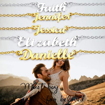 Damen Namenskette Edelstahl/18k vergoldet Anhänger Halskette 45+5cm