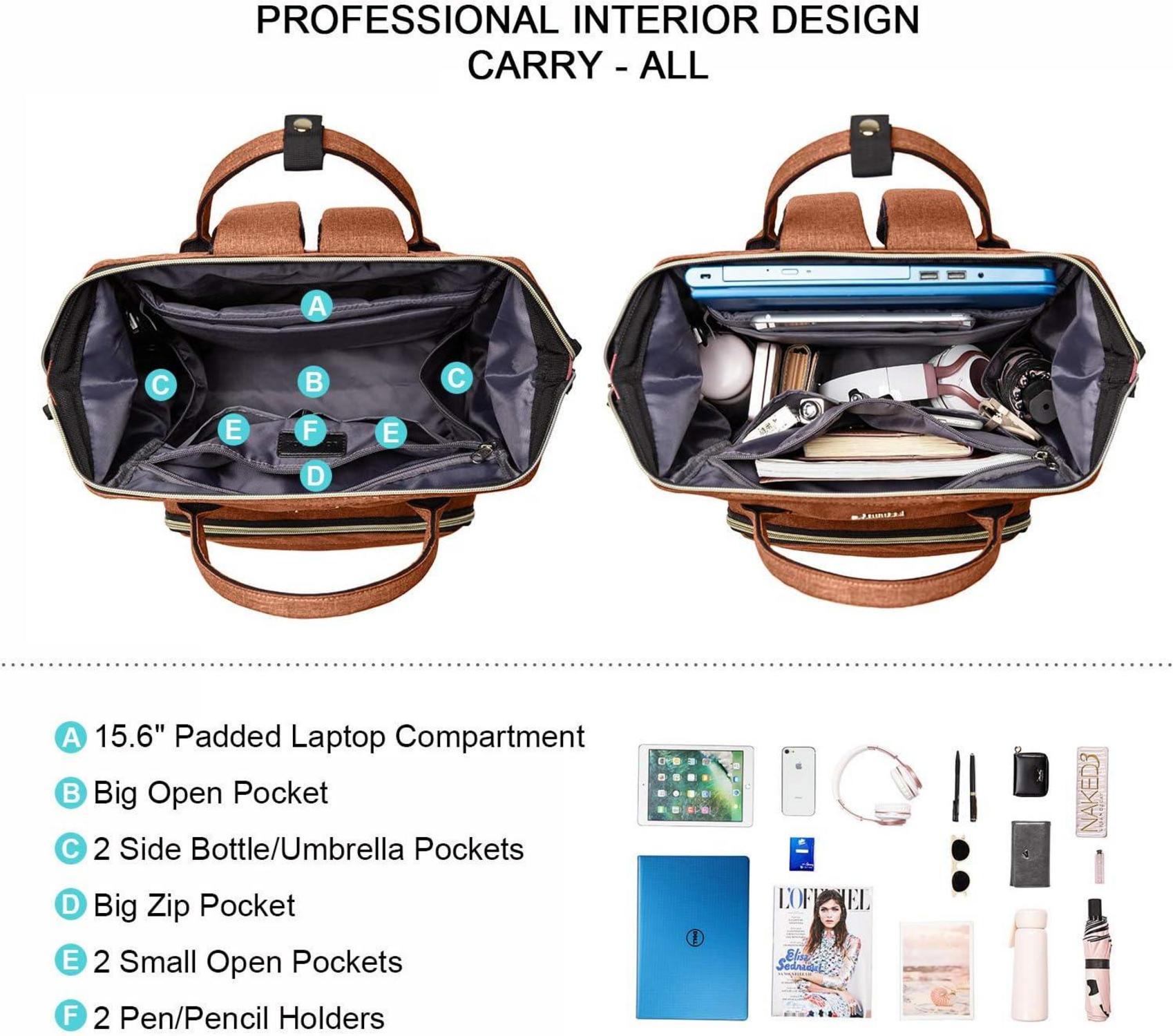 Laptoprucksack Damen 15,6 Zoll Wasserdicht Orange Uni Reise Job