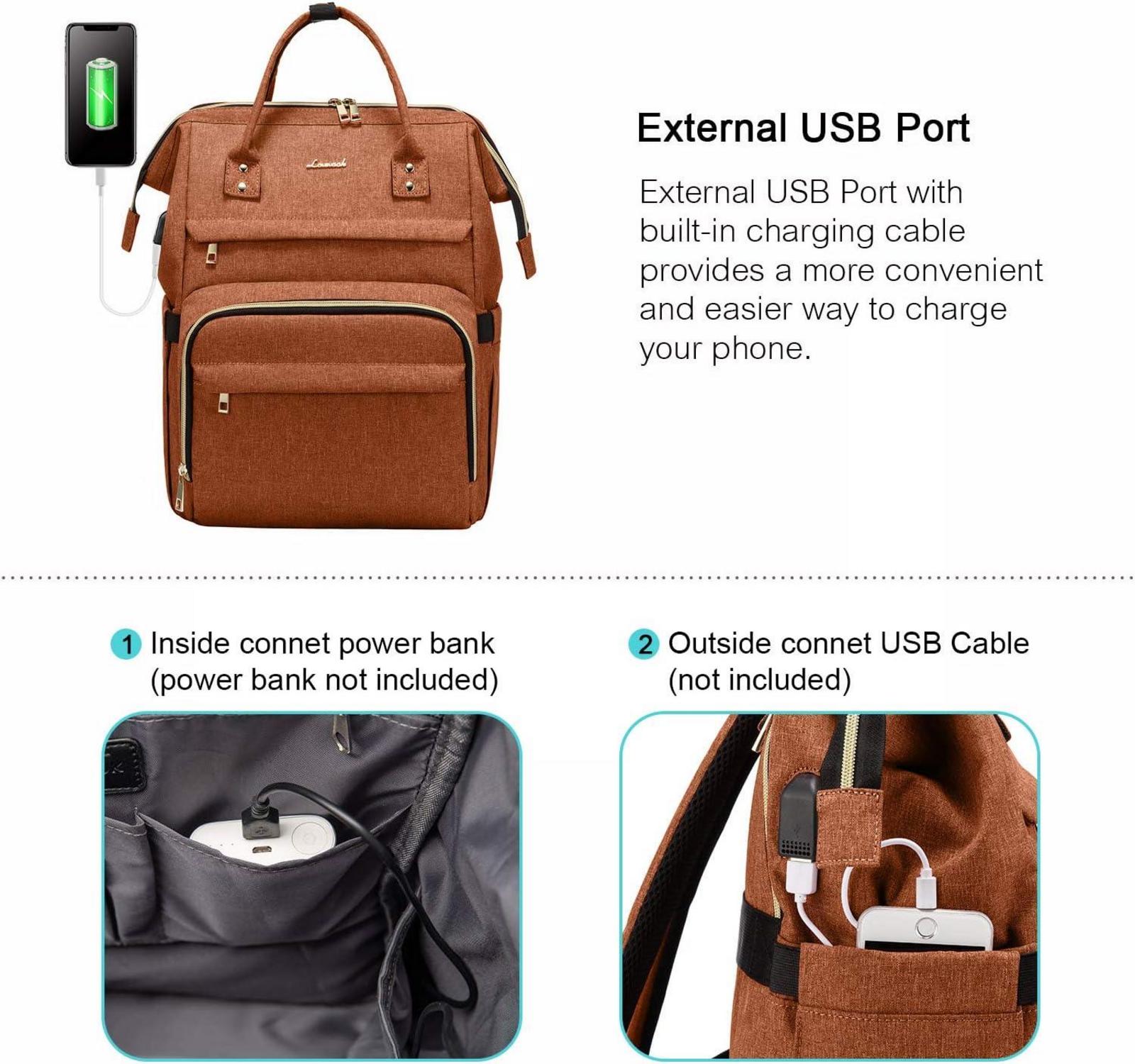 Wasserdichter Laptoprucksack Damen 15,6 Zoll Orange für Uni & Business