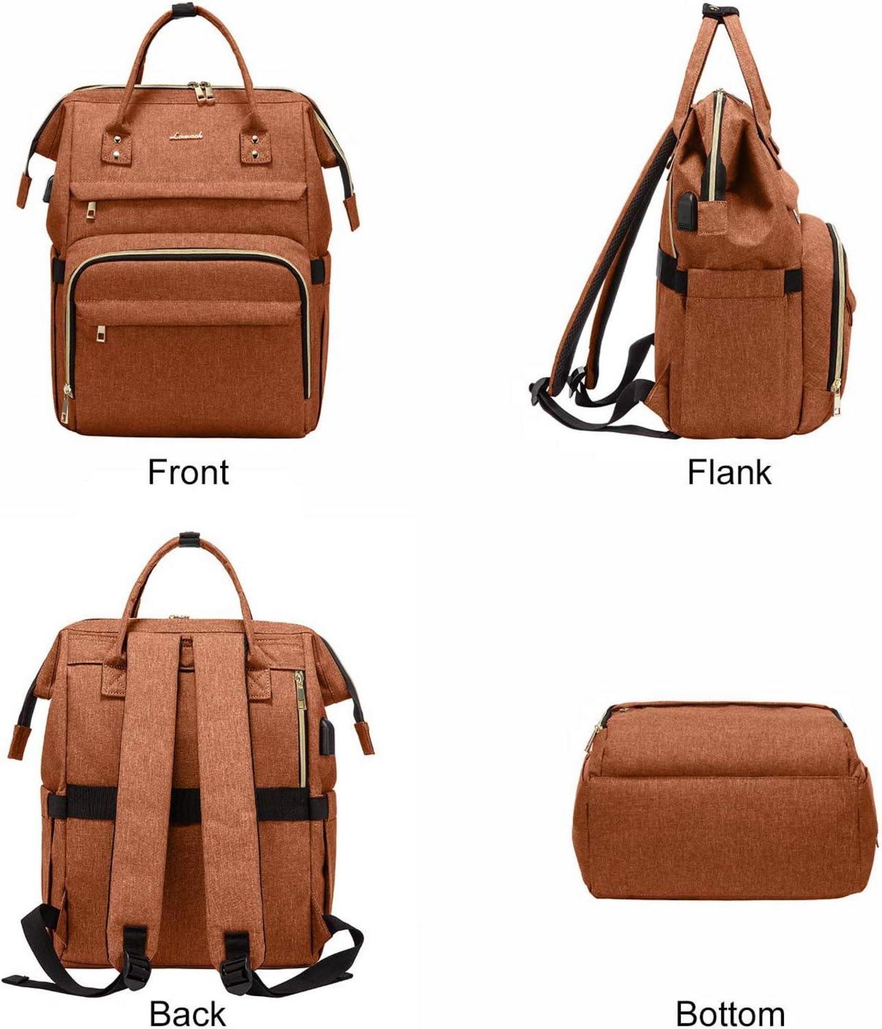 Laptoprucksack Damen 15,6 Zoll Wasserdicht Orange Uni Reise Job