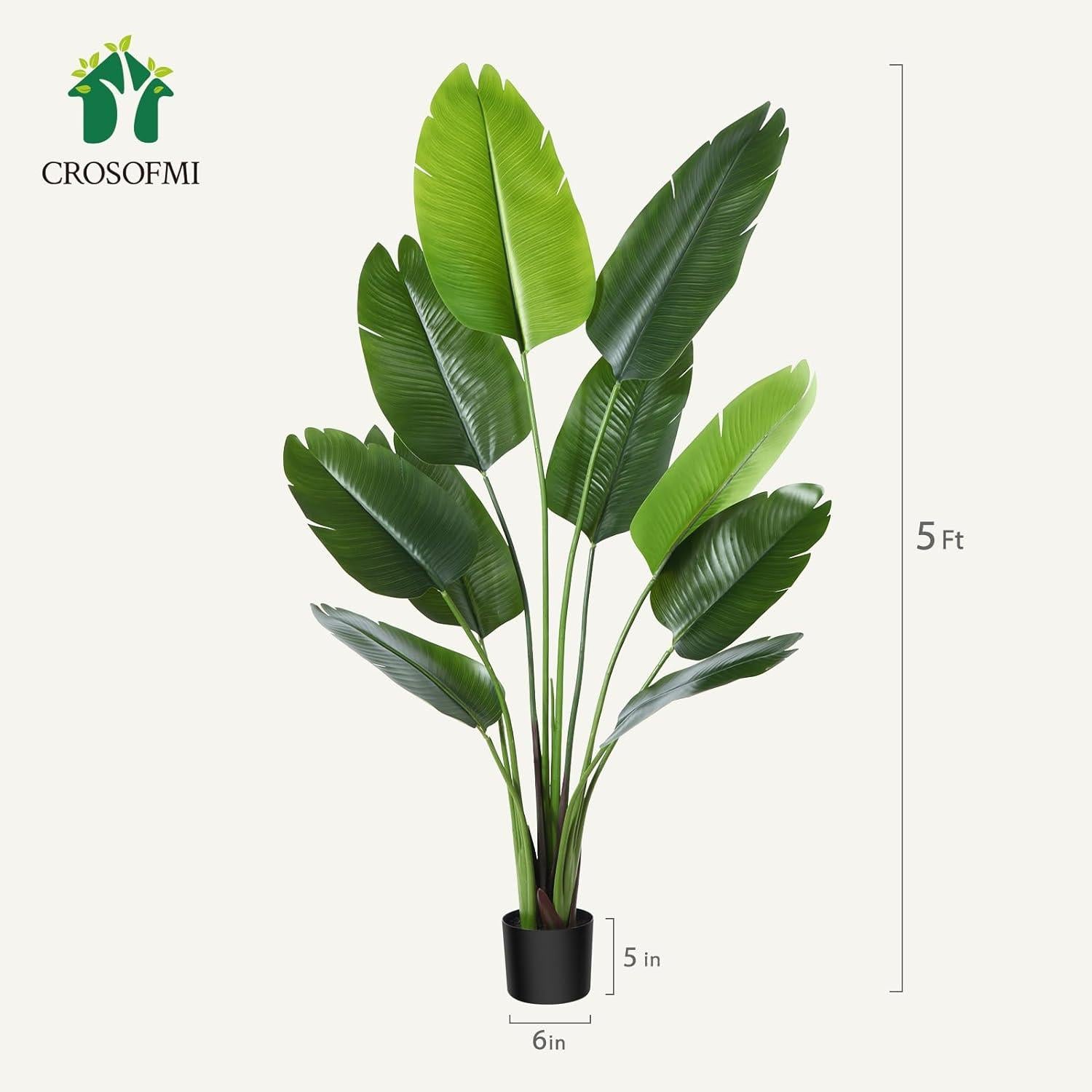 Künstliche Paradiesvogel Palme 150cm Tropische Pflanze Topf Modernes Deko