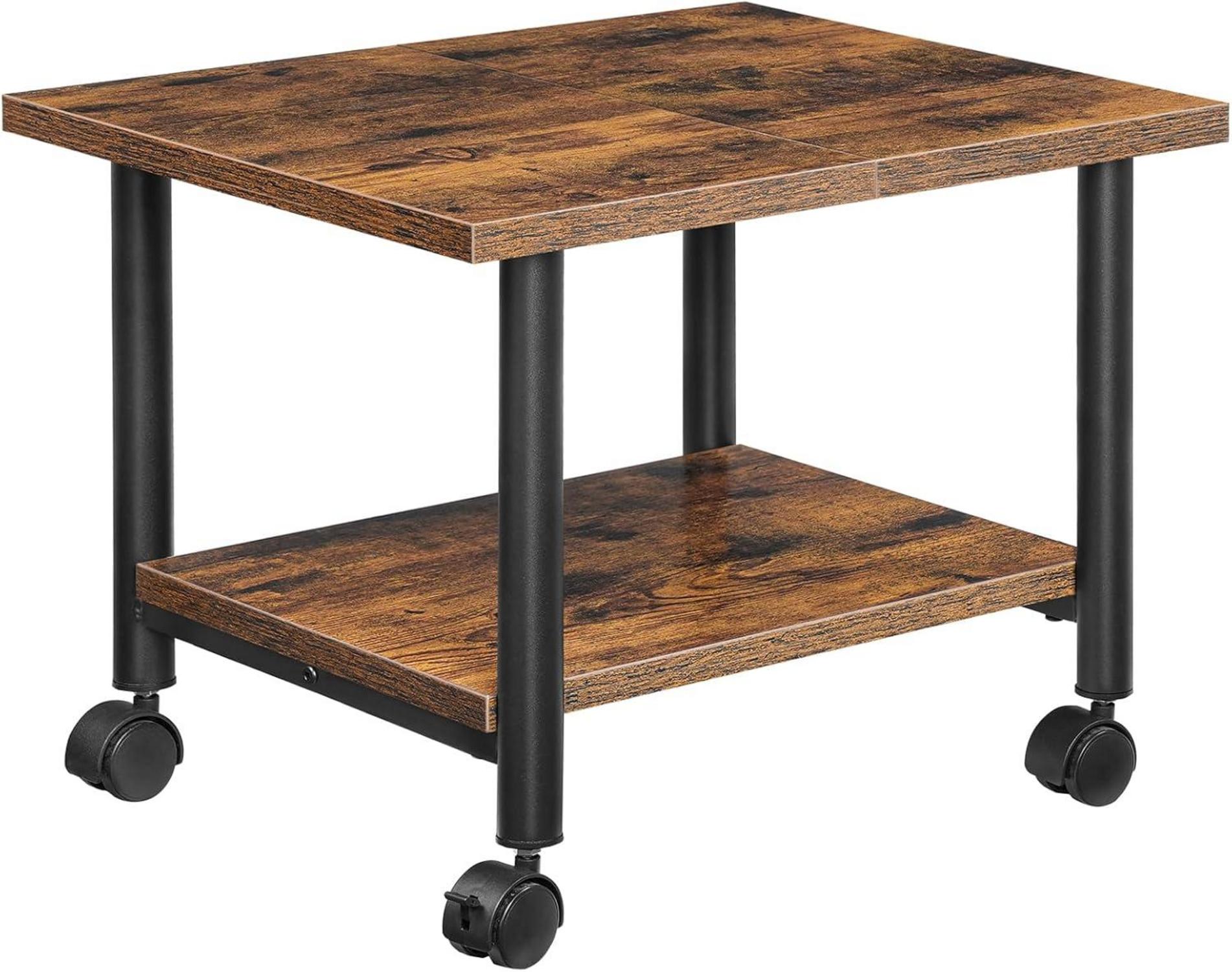 Druckertisch Rollbar mit 2 Ebenen und arretierbaren Rädern
