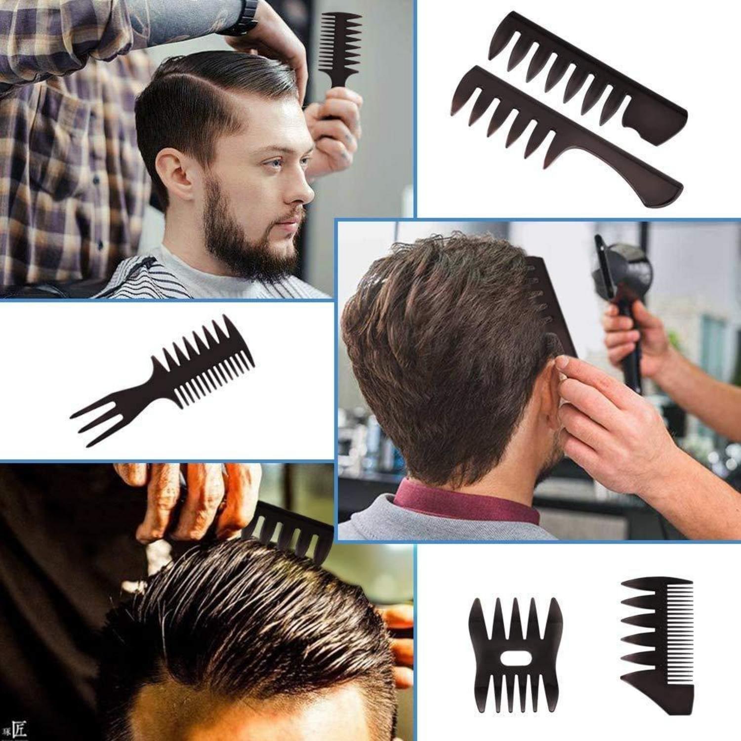 4er Haarkamm Set Männer Friseur Werkzeug Ölkopfkamm Kunststoff Breit Gabel Kamm