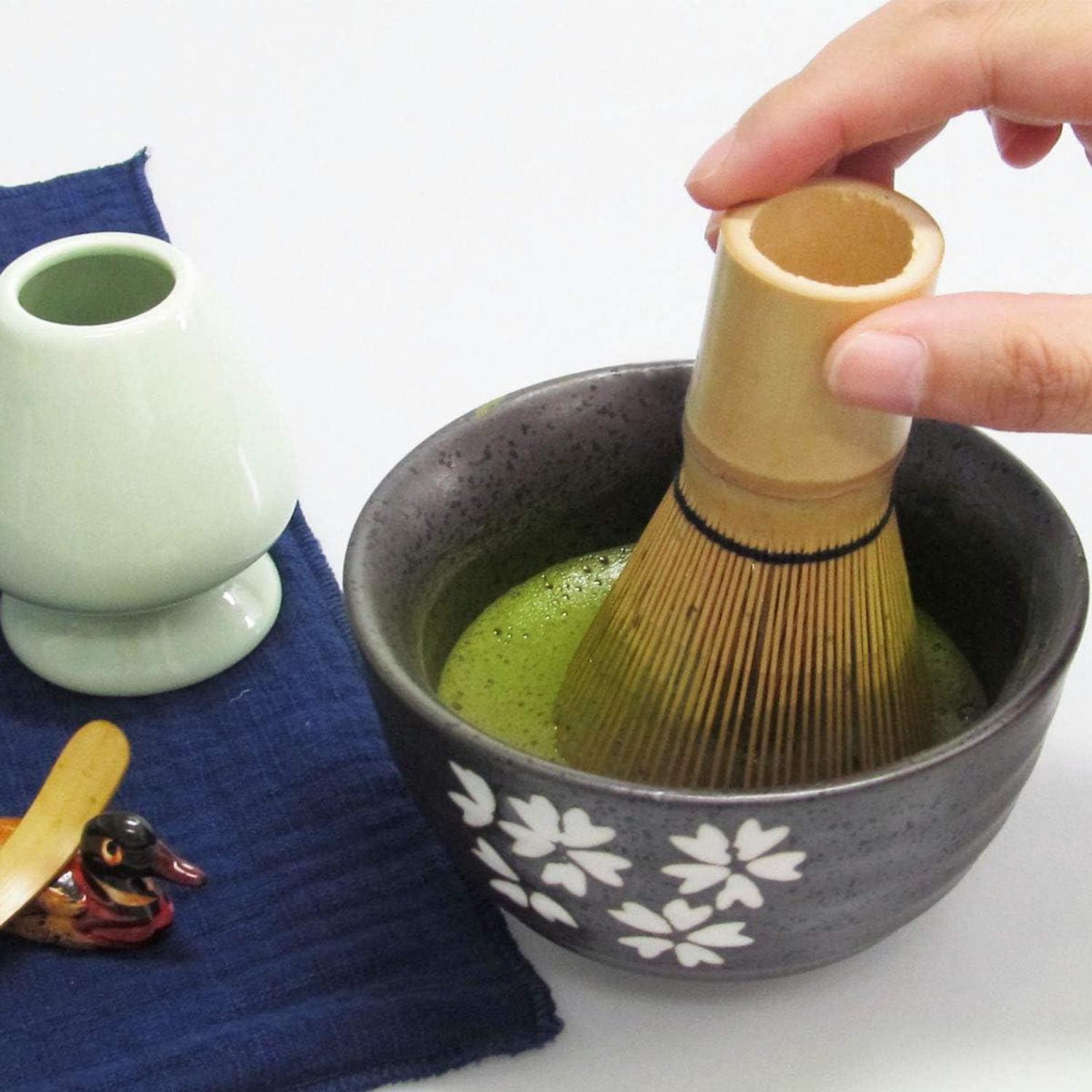 Japanese Matcha Tea Set with Whisk, Scoop, Bowl, Tray & Holder