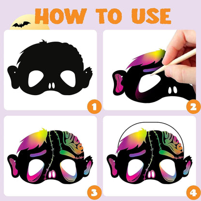 JOYIN 32-teiliges Halloween-Kratzmasken-Set mit 8 Designs