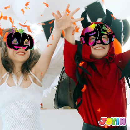 JOYIN 32-teiliges Halloween-Kratzmasken-Set mit 8 Designs