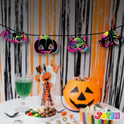 JOYIN 32-teiliges Halloween-Kratzmasken-Set mit 8 Designs