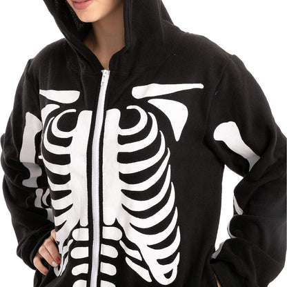 Halloween Skelett Unisex Onesie Pyjama  Erwachsene Schwarz