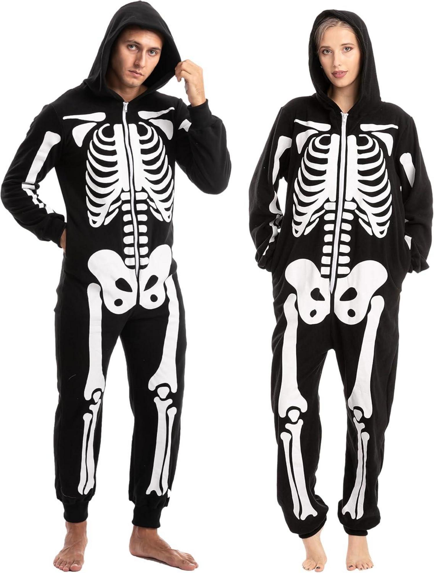 Halloween Skelett Tier Onesie Pyjama Erwachsene Plüsch Jumpsuit