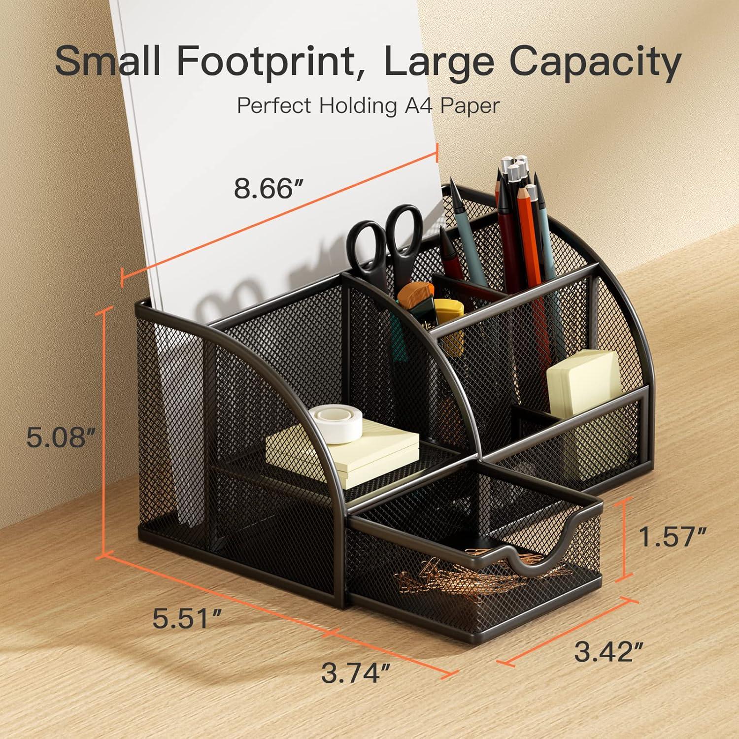 Schreibtisch Organizer Metall mit Schublade und Stifthalter
