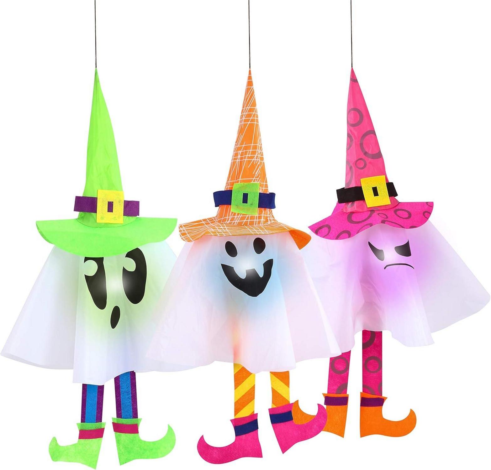 JOYIN Halloween Geister LED Laternen 3er Set Outdoor-Deko