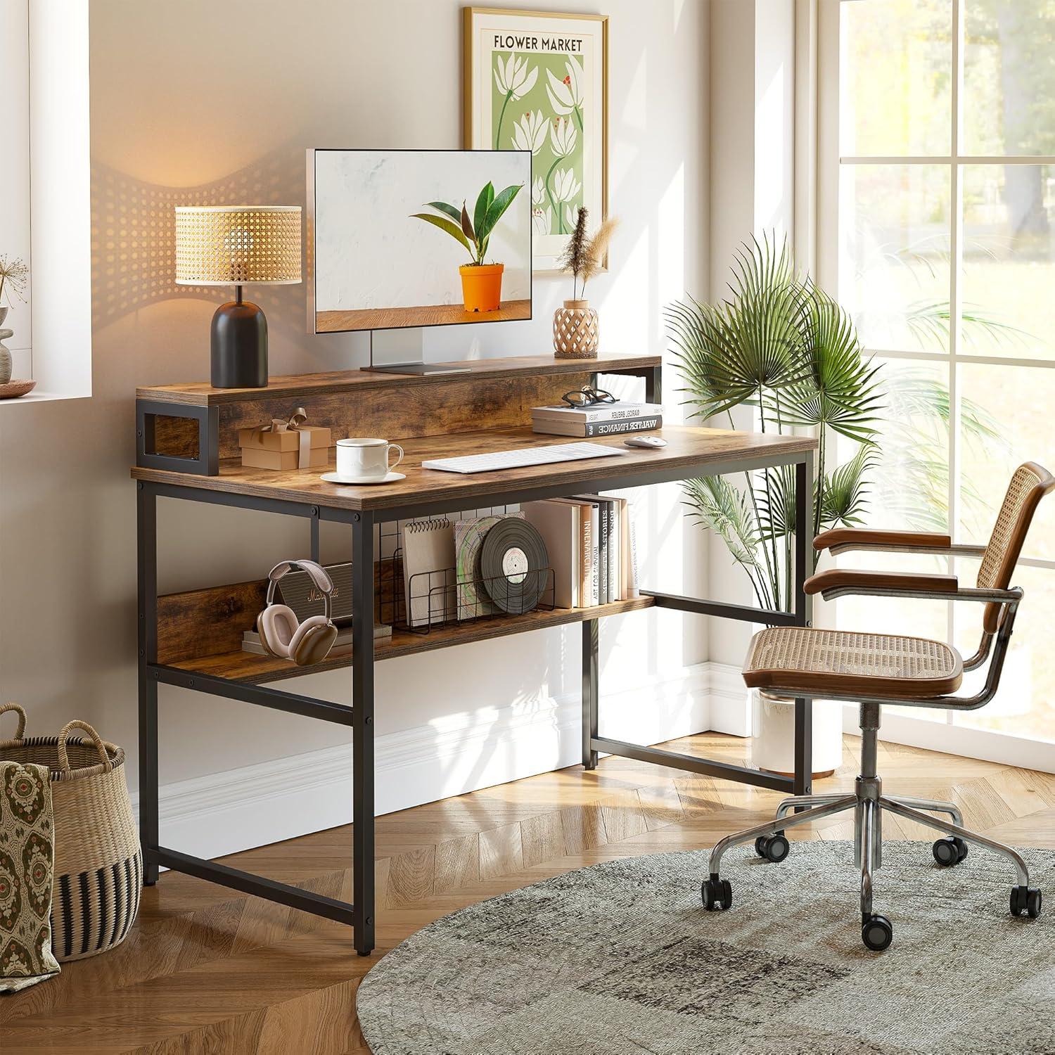 Schreibtisch Computertisch mit Ablage- und Bücherregal Braun 120 x 60 x 88 cm