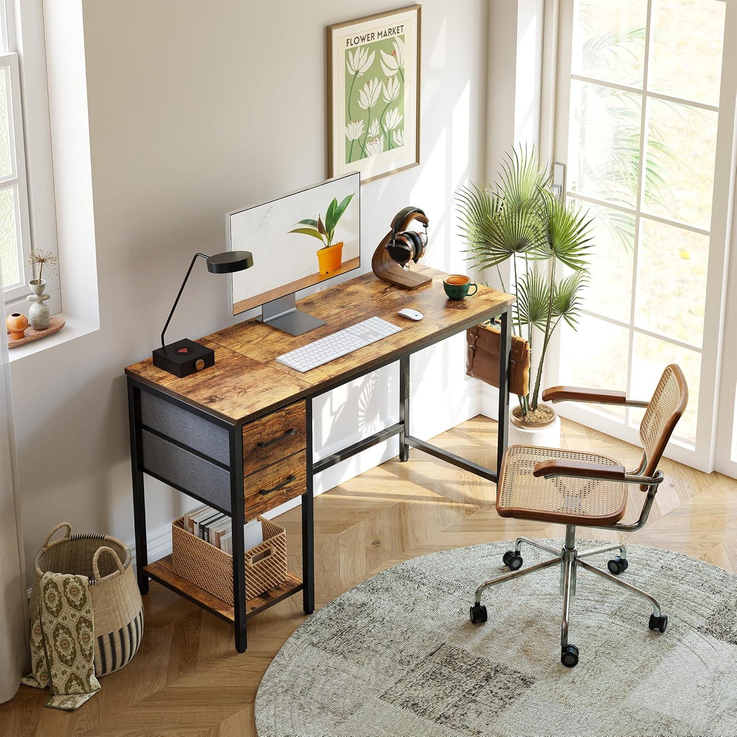 Cubiker Schreibtisch mit Regal und 2 Schubladen, 120x60
