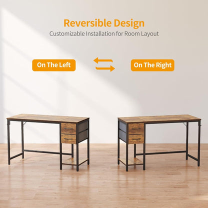 Schreibtisch mit Regal und Schubladen 120x60cm Braun Industrie-Design