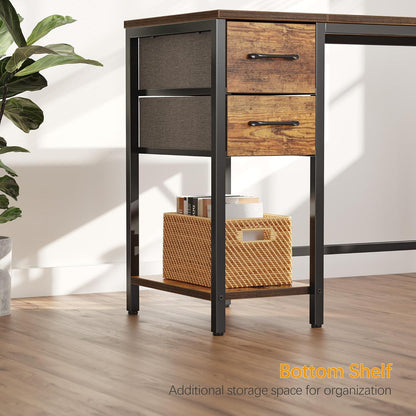 Schreibtisch mit Regal und Schubladen 120x60cm Braun Industrie-Design