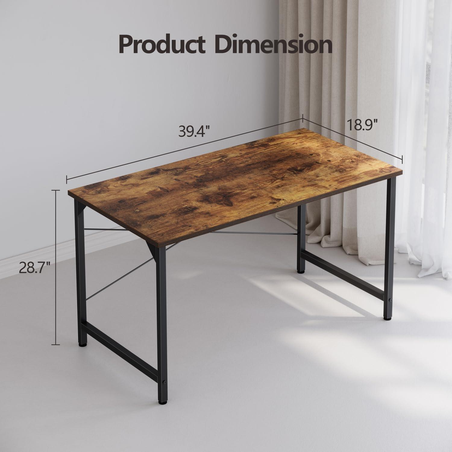 Schreibtisch Industrie Design Metallgestell Vintagebraun 100x48cm