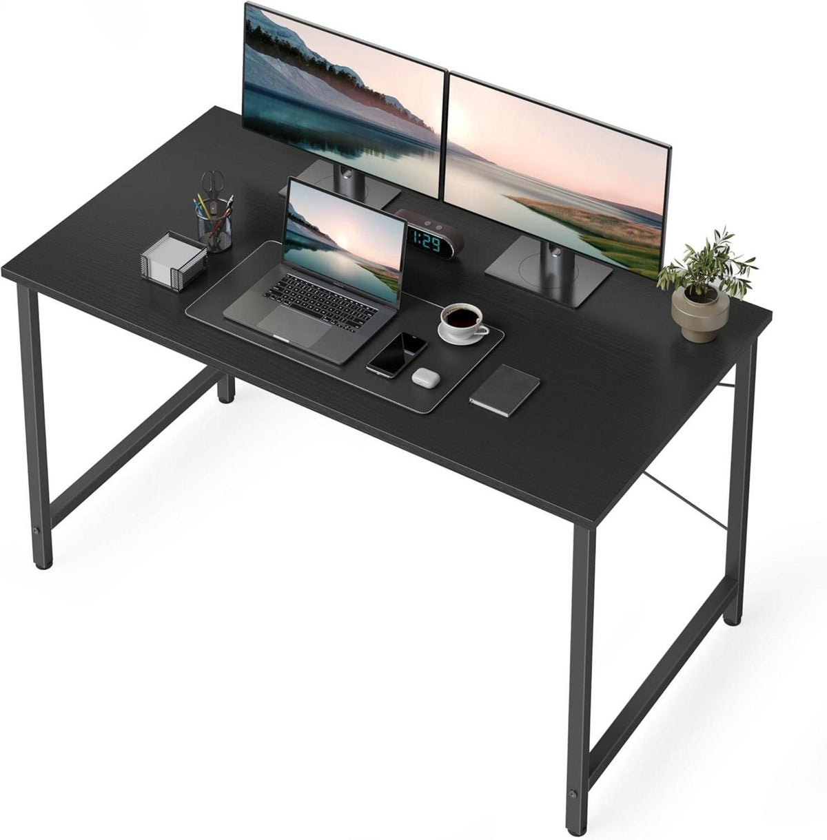 Schreibtisch Industrie-Design Metallgestell Schwarz 100x48 cm