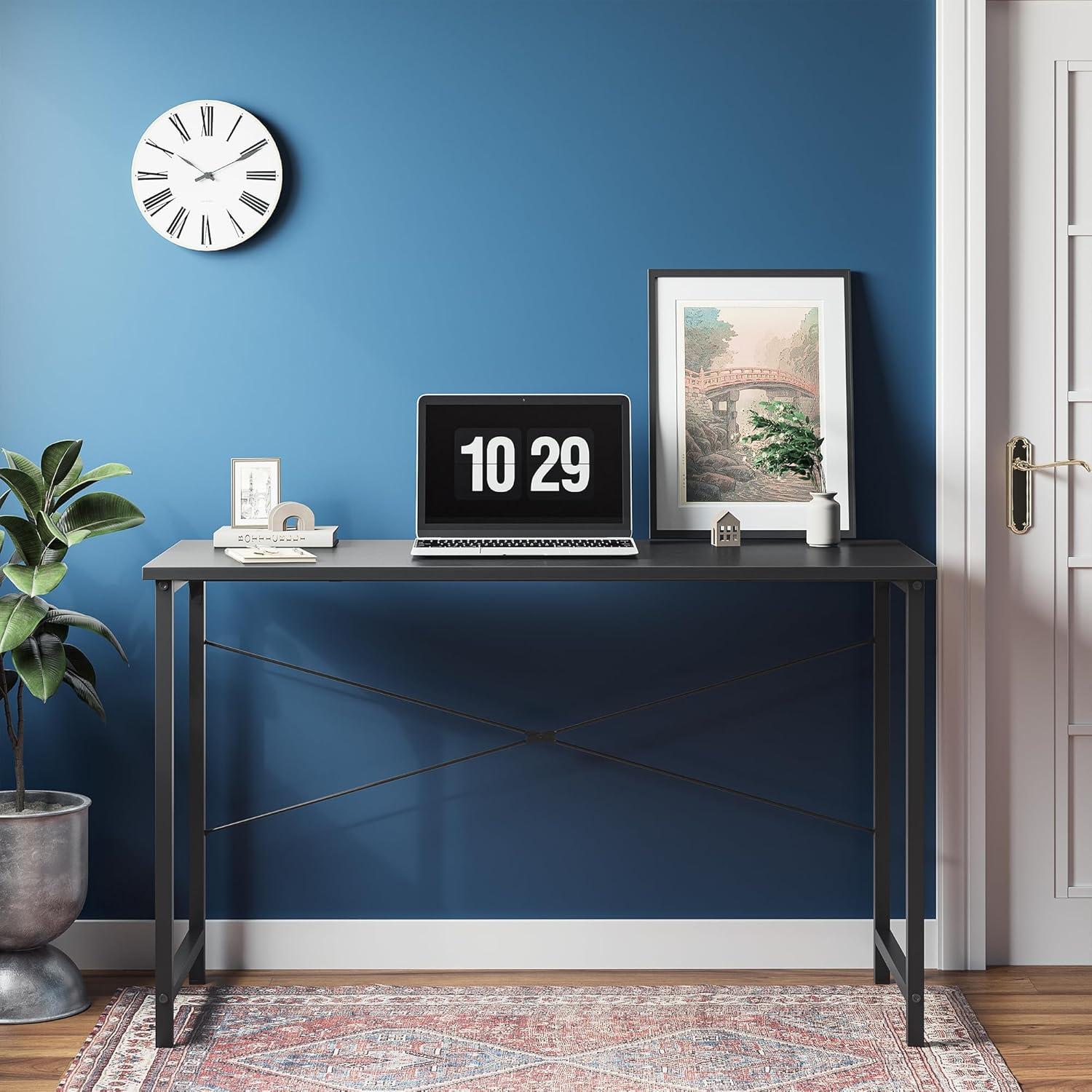 Kleiner Computertisch 100x48cm Bürotisch Industrie-Design Metallgestell Schwarz