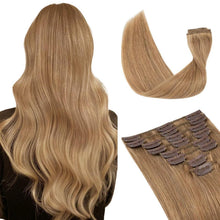 Echthaar Clip-In Extensions Dunkelblond 50cm