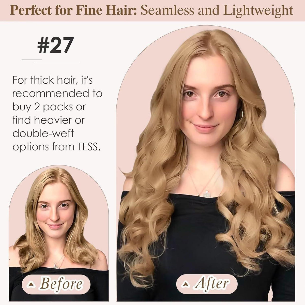Echthaar Clip-In Extensions Dunkelblond 50cm