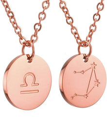 Zodiac Horoskop Anhänger 28K Rosegold Waage Sternzeichen Kette