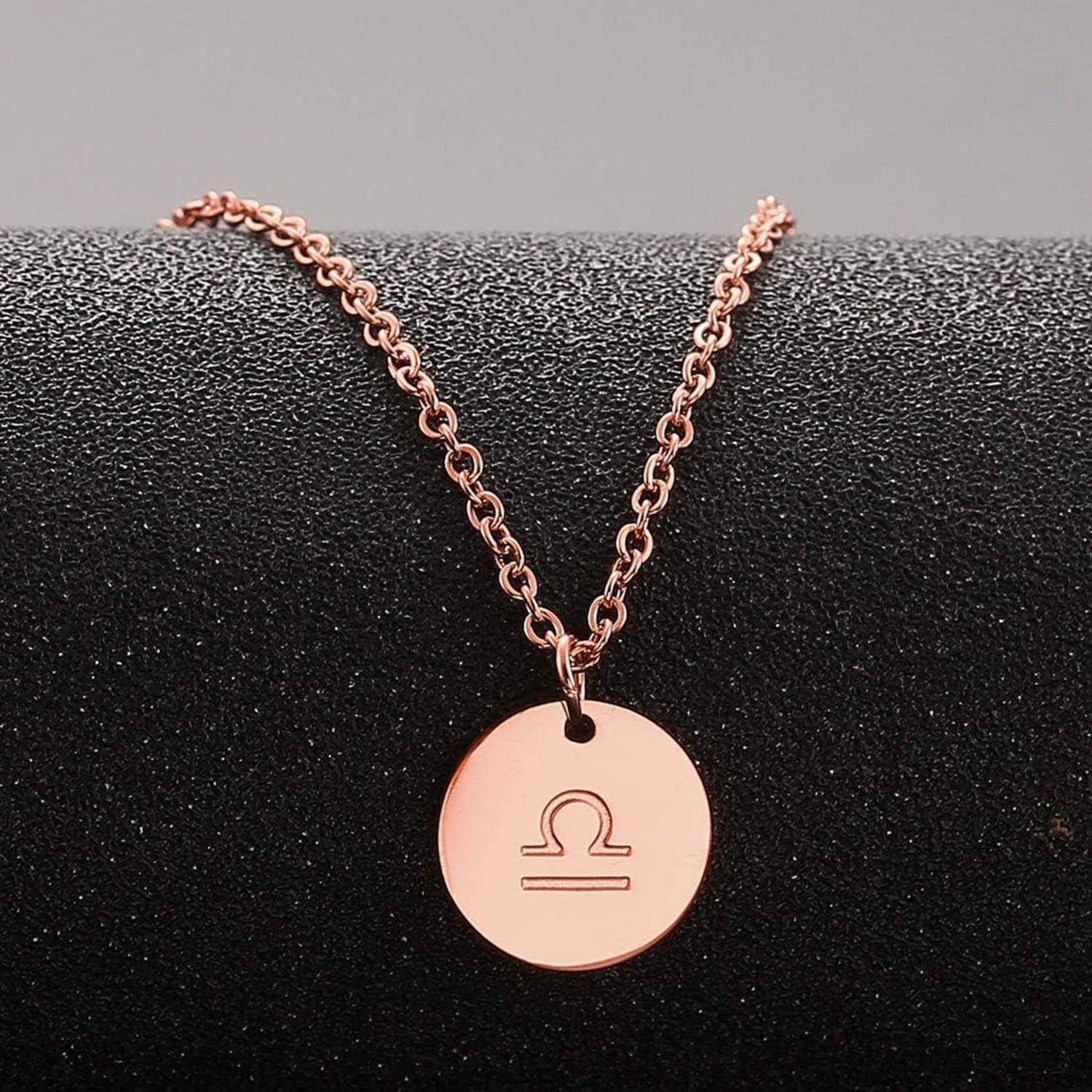 Sternzeichen Kette Gold WAAGE Horoskop Edelstahl 28 Karat Gold magnetisch_charmant