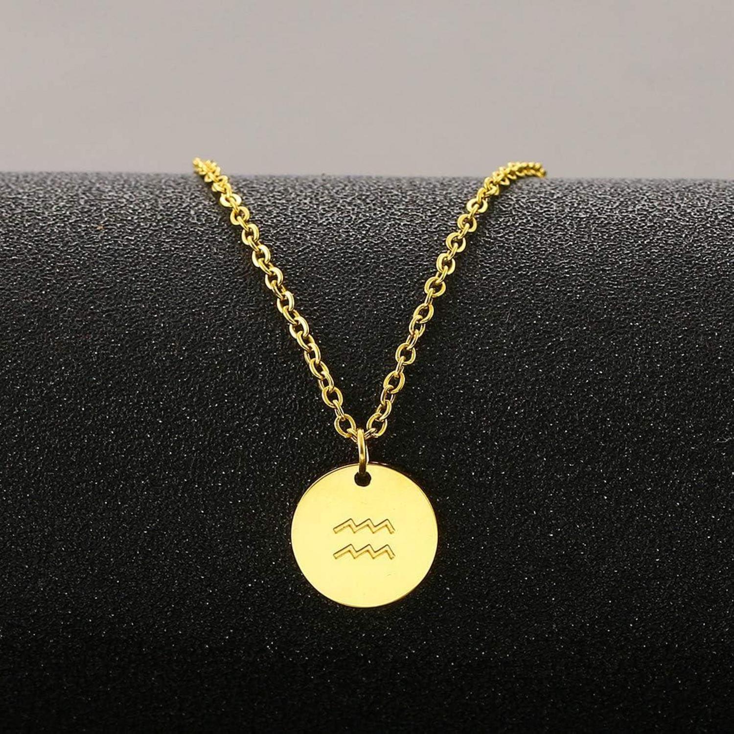 Sternzeichen Kette Gold Edelstahl Horoskop Wassermann