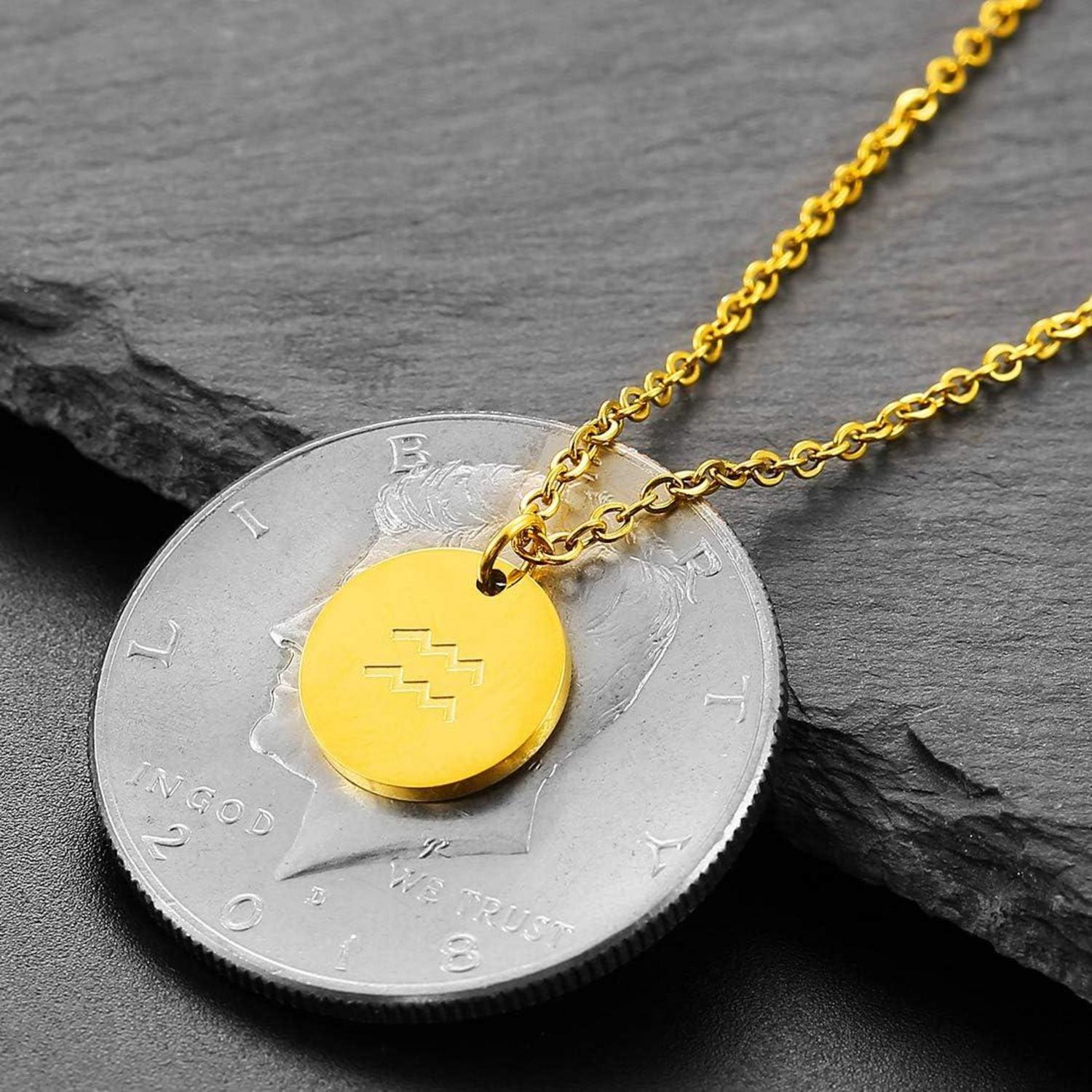 Sternzeichen Kette Gold Edelstahl Horoskop Wassermann