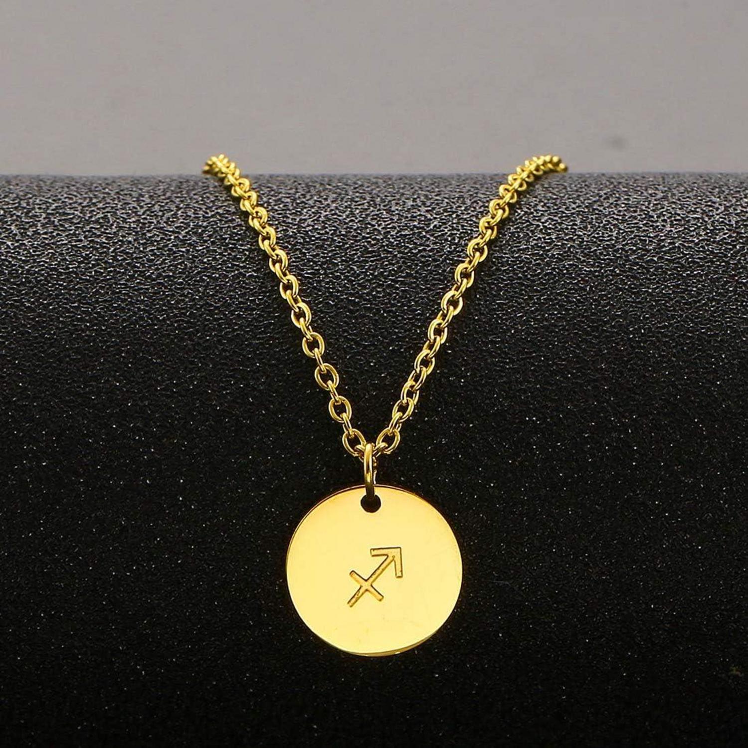 AFSTALR Sternzeichen Kette Gold Schütze Edelstahl 28 Karat Gold für Damen