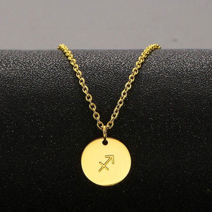 AFSTALR Sternzeichen Kette Gold Schütze Edelstahl 28 Karat Gold für Damen