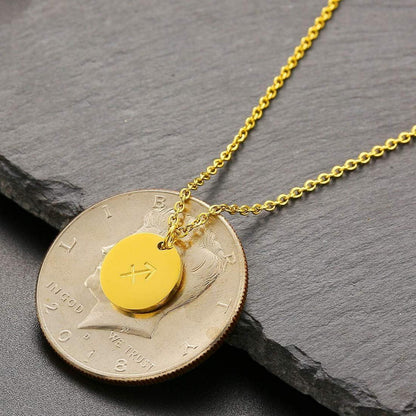 AFSTALR Sternzeichen Kette Gold Schütze Edelstahl 28 Karat Gold für Damen