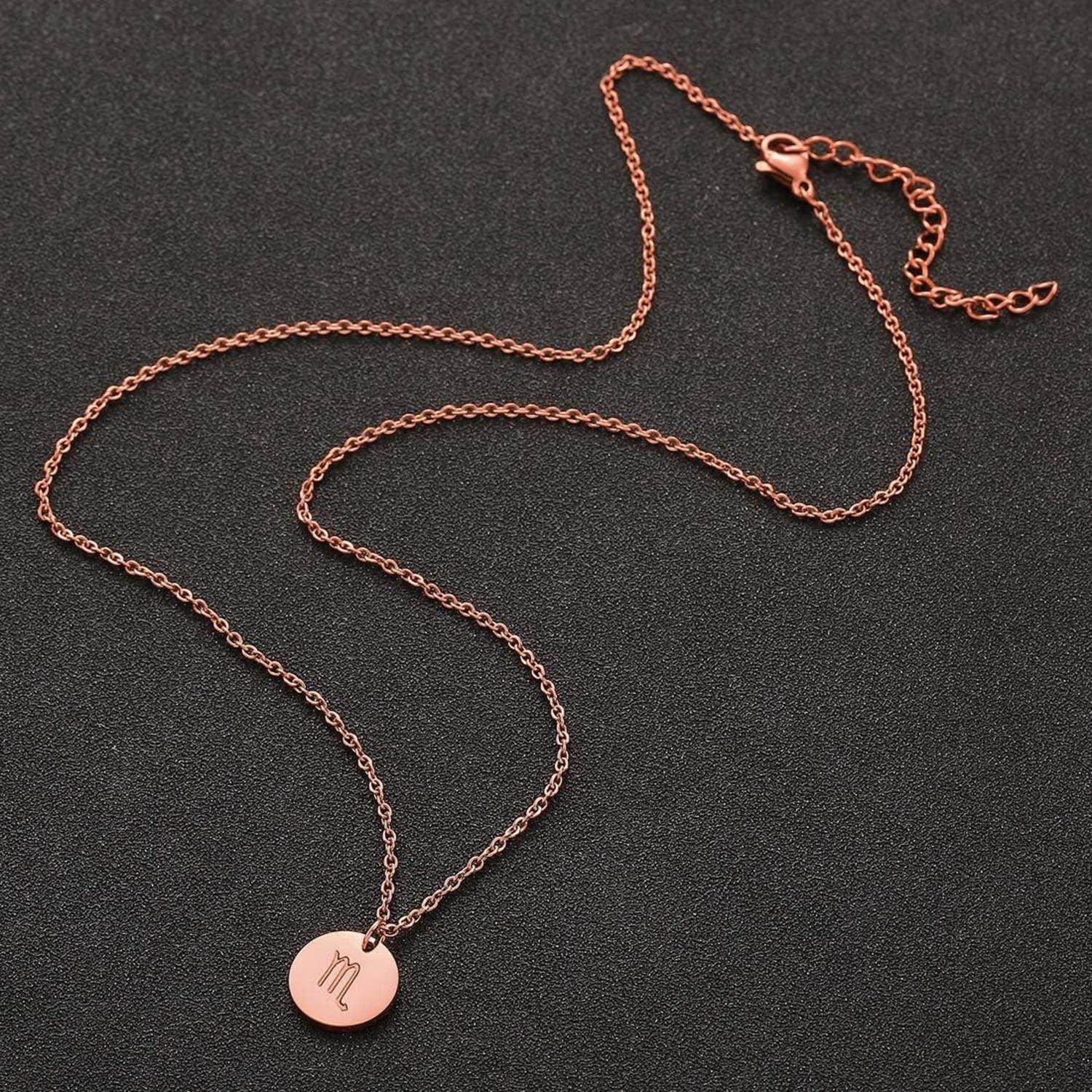 Sternzeichen Kette Skorpion Rosegold Edelstahl 28 Karat Gold