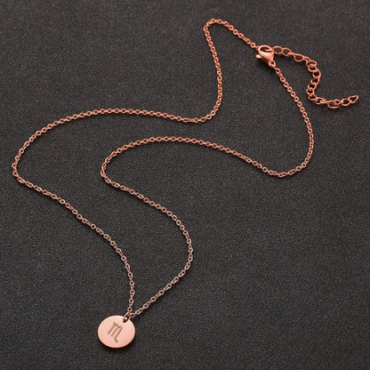 Sternzeichen Kette Skorpion Rosegold Edelstahl 28 Karat Gold